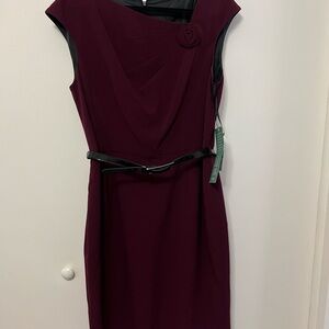 NWT Elegant Burgundy Dress with Belt
